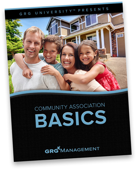 Cover of white paper titled Board Member Basics showing a happy family of four in front of a beautiful home