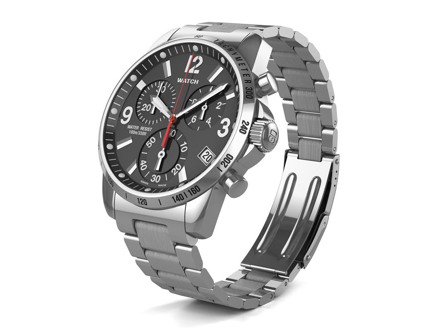 Beautiful brushed stainless steel men's diving watch